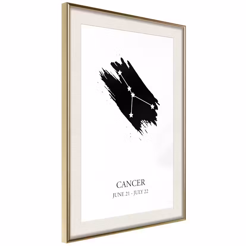 Poster Artgeist Affisch Zodiac Signs Cancer Guld ram med passepartout, 30x45 cm